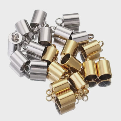 10PCS 18K Gold Plated Stainless Steel End Caps, Lobster Clasp Cord Connector, DIY Bracelet Anklet Jewelry Making Findings