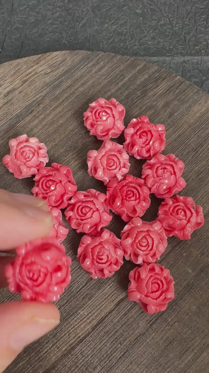 2PCS 20mm Peony Flower Pendants, Shell Powder Floral Jewelry Charms