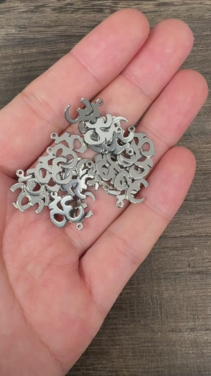 10PCS Stainless Steel Om Symbol Charms, Yoga Spiritual Metal Pendants for DIY Jewelry Making