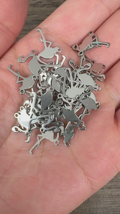 10PCS Double Loop Stainless Steel Flamingo Connectors, Bird Metal Links for DIY Jewelry Making