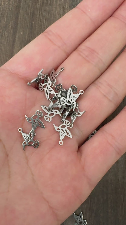 10PCS 12x11mm Stainless Steel Hollow Hummingbird Charms, Bird Pendant for Handmade Jewelry Making