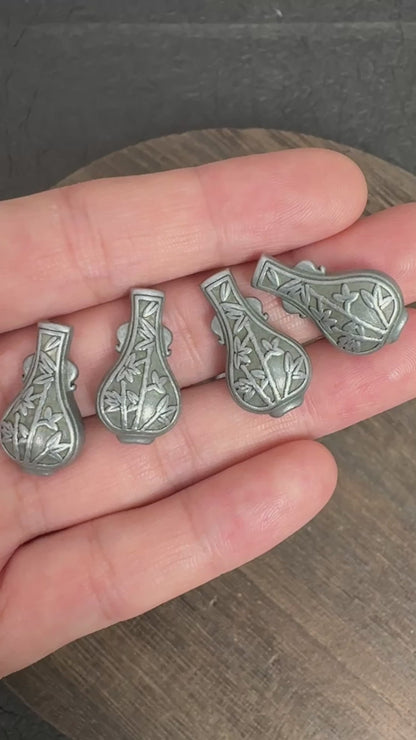 4PCS Antique Silver Bamboo Vase Beads, Vintage Bottle Spacer Beads for Jewelry Making