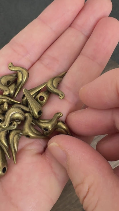 20PCS Antique Bronze Lucky Bird Beads, Horizontal Hole for Jewelry Making