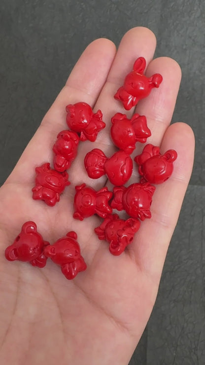 12pcs a Set- 12 Red Cinnabar Chinese Zodiac charm