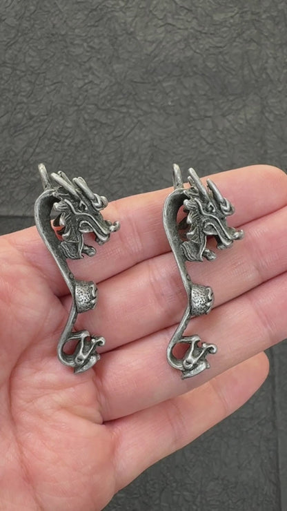 2PCS Vintage Dragon Head Ruyi Charms – Chinese Style Jewelry Findings