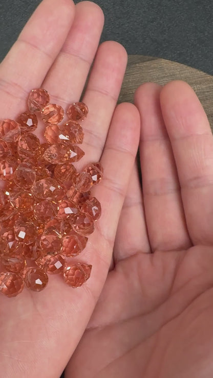 40PCS Light Rose Faceted Teardrop Glass Beads, 8x10mm for Jewelry Making
