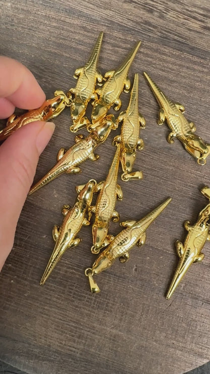 Stainless Steel Crocodile Charm, Vacuum Plated DIY Jewelry Making Pendant