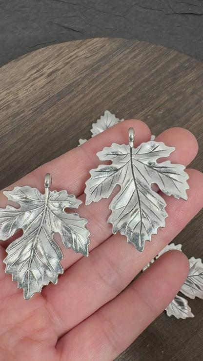 6PCS Antique Silver Maple Leaf Charms, Botanical Jewelry Making Findings