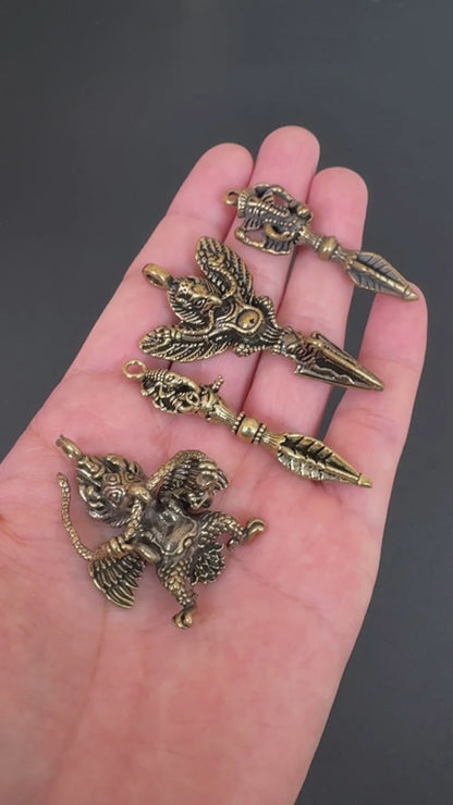 Elephant/Garuda  Phurba Pendant, Demon-Subduing Vajra, Tibetan Buddhist Protection Charm