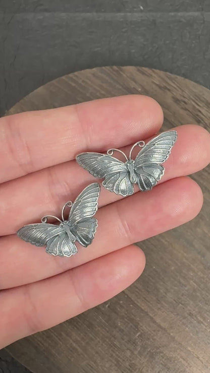 2PCS Antique Silver Butterfly Connector Charms, 6 Holes Multi-Strand Jewelry Link Component for Earrings & Necklace Making