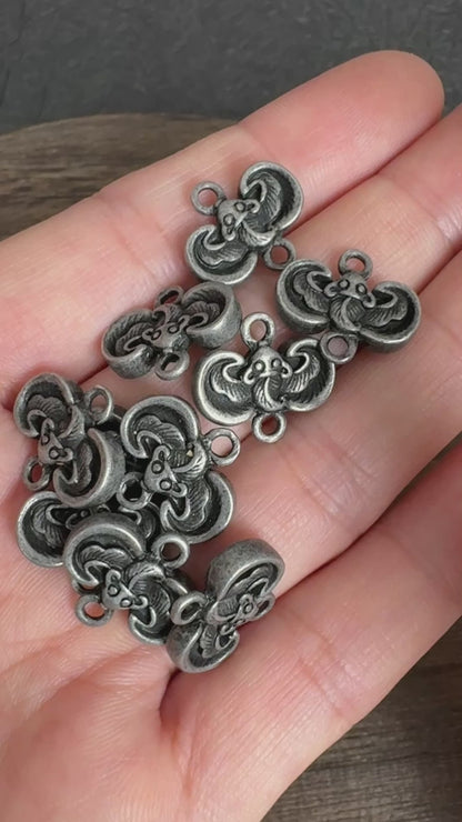 10PCS Antique Silver  Bat Connector Charms, Double Loop Findings for Jewelry Making