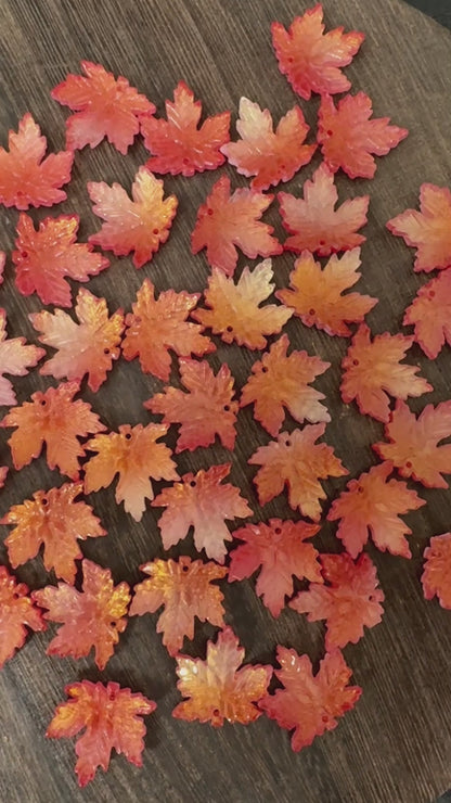 20PCS 20mm Autumn Maple Leaf Glass Charms, Red‑Orange Gradient  DIY Craft Pendants