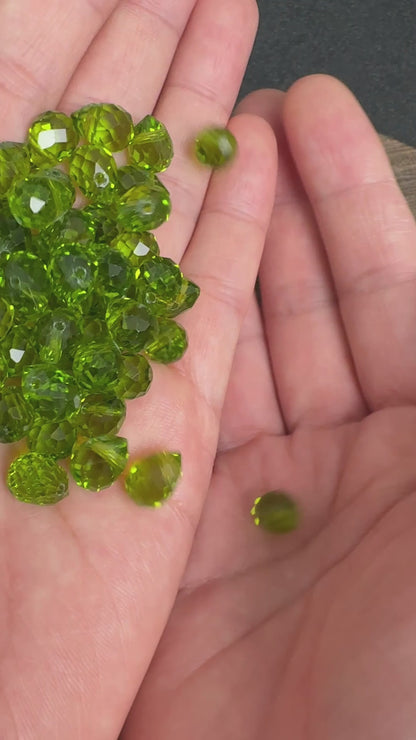 40Pcs Faceted Teardrop Glass Beads, Peridot 8x10mm, Top Hole Beads for Jewelry Making