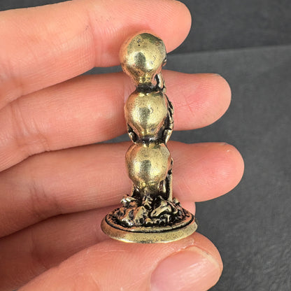 Vintage Brass Skull Figurine – See No Evil, Hear No Evil, Speak No Evil – Punk Gothic Home Decor, Male Desk Ornament