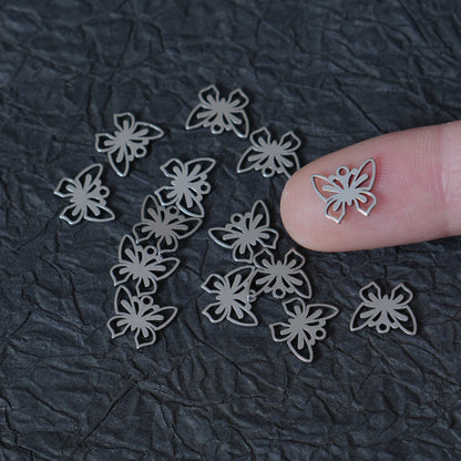 10PCS Mini Stainless Steel Openwork Butterfly Charms, Nature Inspired Findings