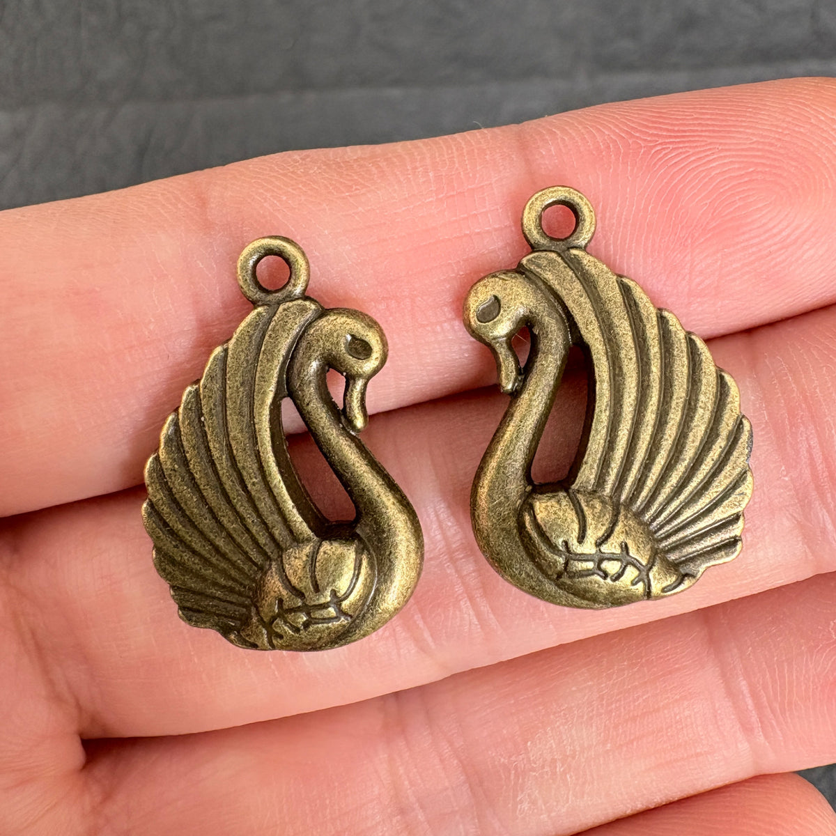 6PCS Antique Bronze Swan Charms for Handmade Jewelry Making Supplies