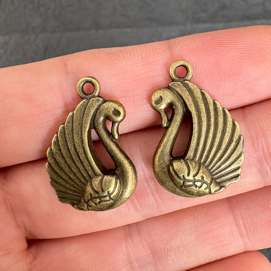 6PCS Antique Bronze Swan Charms for Handmade Jewelry Making Supplies