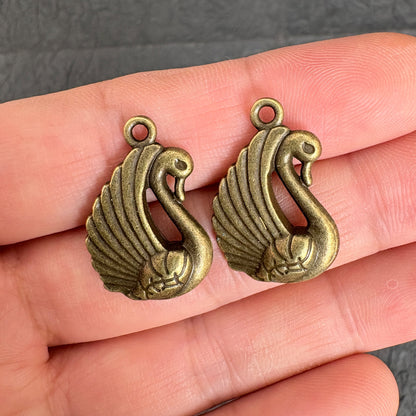 6PCS Antique Bronze Swan Charms for Handmade Jewelry Making Supplies