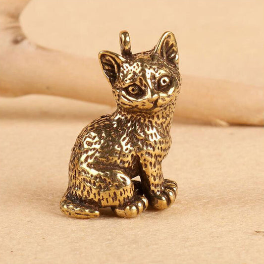 Vintage Brass Cat Pendant, Retro Feline Charm, Antique Brass Kitty Jewelry Making Supplies, Cute Cat Pendant for DIY Crafts