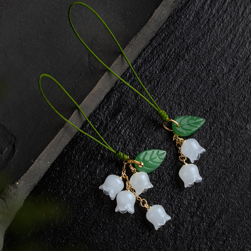 Natural Stone Lily of the Valley Beads, White Jade Aventurine Rose Quartz Yellow Jade, Carved Flower Spacer Beads for DIY Jewelry Making