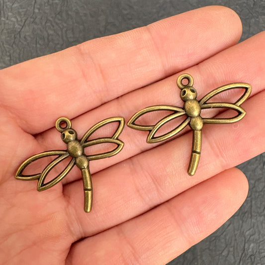 20PCS Antique Bronze Hollow Dragonfly Pendants, Craft Supplies