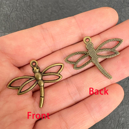 20PCS Antique Bronze Hollow Dragonfly Pendants, Craft Supplies