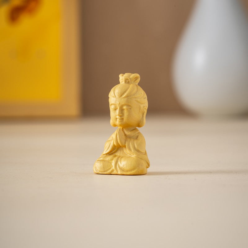 Hand-Carved Basswood Guanyin & Buddha Charm – Wooden Buddhist Bead for Jewelry Craft